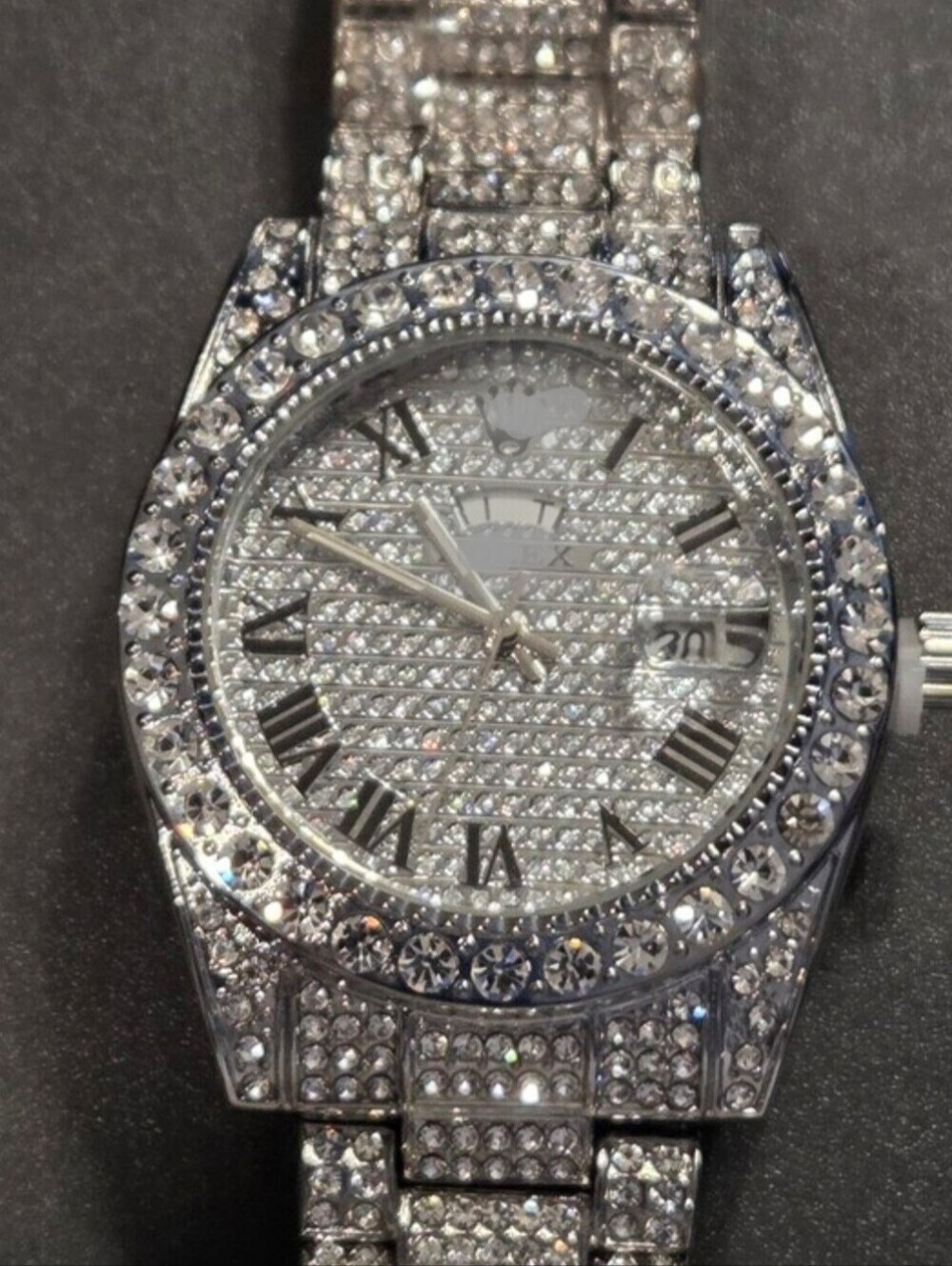 Fully Iced Out UNBRANDED VVS Moissanite Diamond Stainless Steel Watch 38MM - Picture 4 of 8